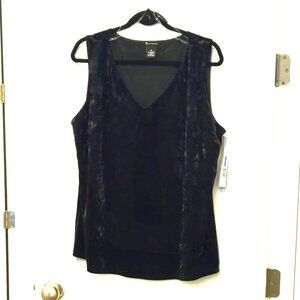 New Directions black "velvet" v-neck top, XL - NWT!